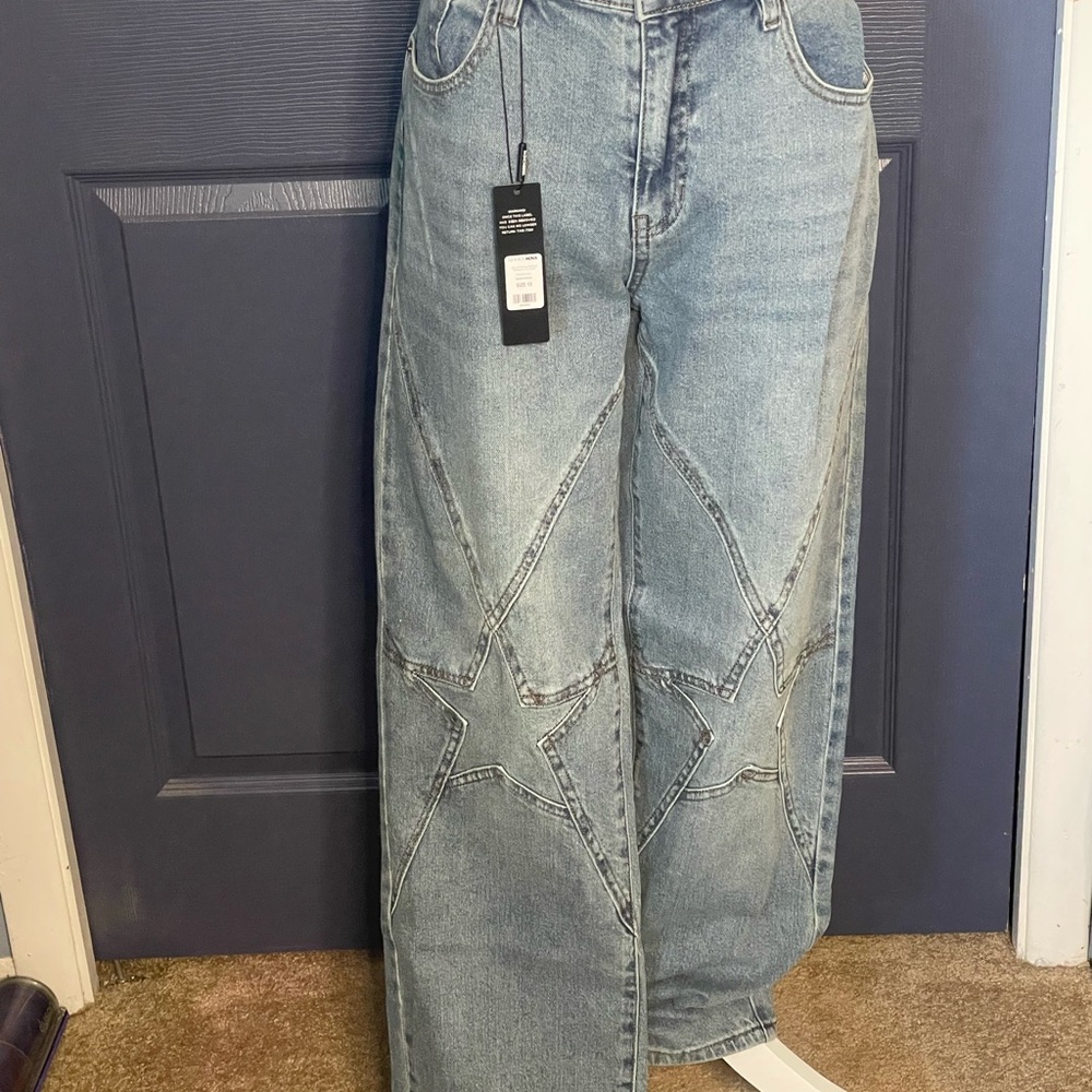 Fashion Nova Light Blue Star Flare Jeans